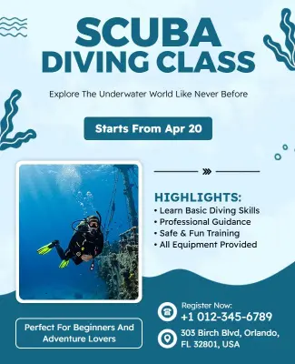 Scuba Diving Class Adventure Flyer Template