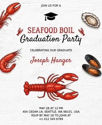 Seafood Graduation Party Flyer Template