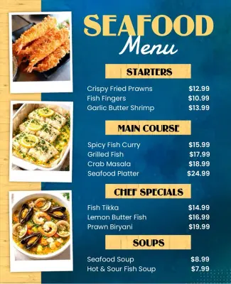 Seafood Restaurant Menu Poster Template