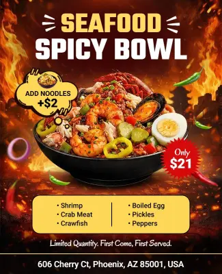 Seafood Spicy Bowl Promotional Flyer Template