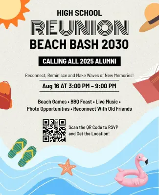 Seaside Fun High School Reunion Beach Bash Flyer Template