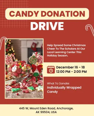 Seasonal Christmas Candy Donation Drive Flyer Template