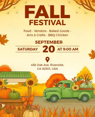 Seasonal Fall Festival Event Flyer Template
