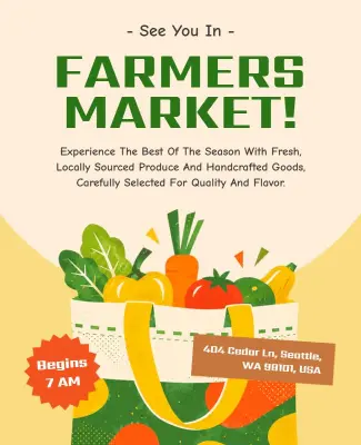 Seasonal Farmers Market Promotion Poster Template