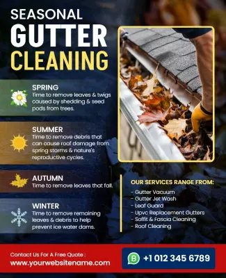 Seasonal Gutter Cleaning Services Flyer Template