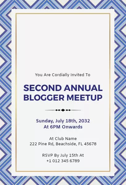 Second Annual Blogger Meetup Networking Business Invitation Template