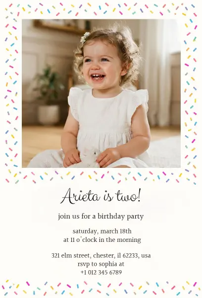 Second Birthday Party Celebration Invitation Template