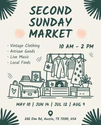 Second Sunday Community Market Event Flyer Template
