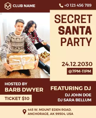 Secret Santa Christmas Party Event Flyer Template