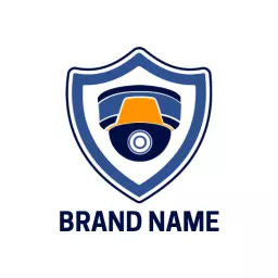 Secure Blue Shield Featuring CCTV Surveillance Camera Logo Template