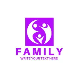 Secure Family Bonding Represented in Vibrant Purple Logo Template