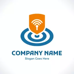 Secure Orange Shield with Wi-Fi Symbol for VPN Services Logo Template