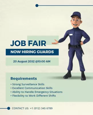 Security Guard Job Fair Hiring Flyer Template
