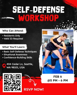 Self-Defense Techniques Training Workshop Poster Template