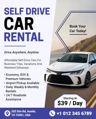 Self Drive Car Rental Service Flyer Template