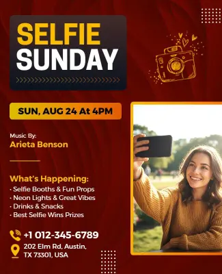 Selfie Sunday Event Gathering Flyer Template