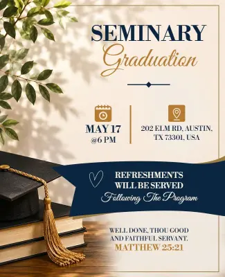 Seminary Graduation Ceremony Invitation Flyer Template