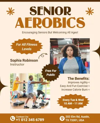 Senior Aerobics Class Promotional Flyer Template