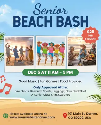 Senior Beach Bash Event Flyer Template