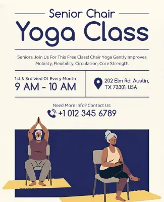 Senior Chair Yoga Class Flyer Template