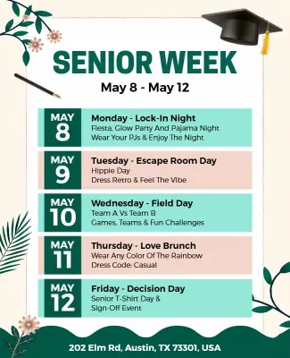 Senior Week Event Schedule Poster Template