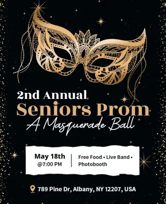 Seniors Masquerade Prom Night Flyer Template