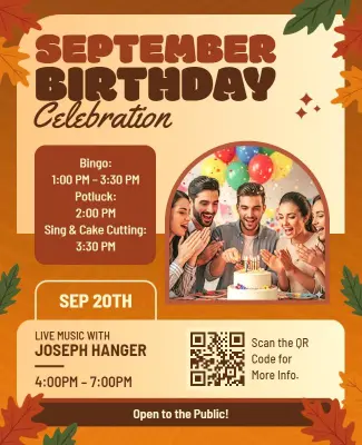 September Birthday Celebration Event Flyer Template