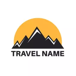 Serene Black Mountains with a Bright Yellow Sun Logo Template