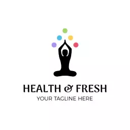 Serene Black Yoga Pose with Colorful Wellness Elements Logo Template