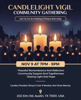 Serene Blue Candlelight Vigil Evening of Unity Flyer Template