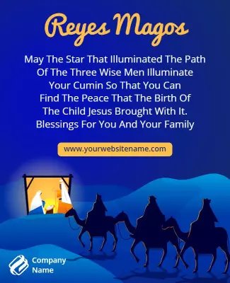Serene Blue Three Wise Men Celebration Poster Template