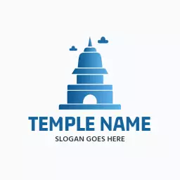 Serene Blue Tower Design Symbolizing Spiritual Temple Logo Template