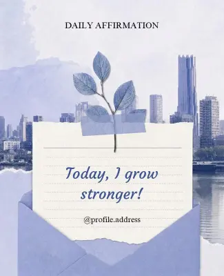 Serene Blue Watercolor Cityscape Daily Affirmation Poster Template