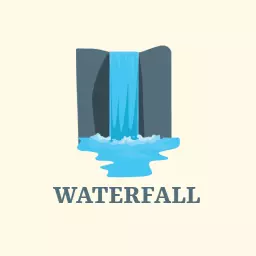 Serene Blue Waterfall Flowing into Calming Pool Logo Template