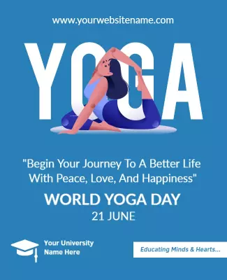 Serene Blue Yoga Celebration for World Yoga Day Poster Template