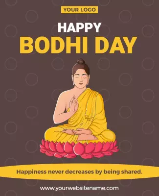 Serene Buddha and Lotus Design for Bodhi Day Poster Template