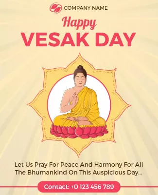 Serene Buddha Illustration for Happy Vesak Day Poster Template