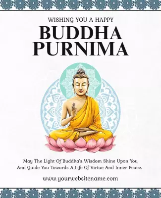 Serene Buddha Purnima Celebration with Lotus Flowers Poster Template