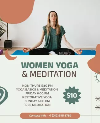 Serene Earthy Women Yoga and Meditation Class Poster Template