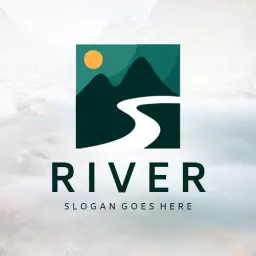 Serene Green and Blue Design Representing River Nature Logo Template