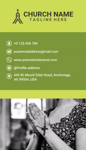 Serene Green Church Community Outreach Business Card Template
