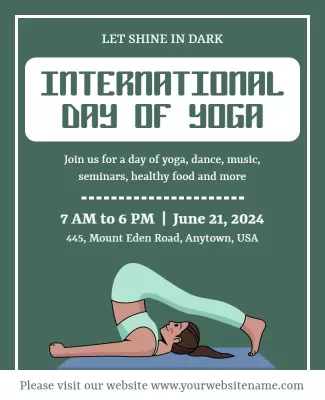 Serene Green International Day of Yoga Celebration Poster Template