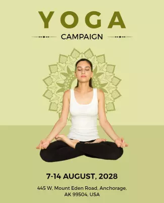 Serene Green Yoga Meditation Campaign Poster Template