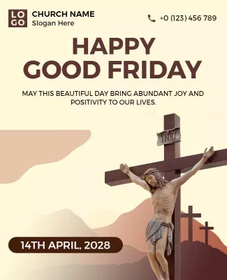 Serene Minimalist Easter Good Friday Church Poster Template