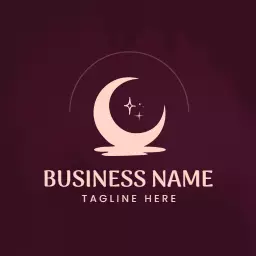 Serene Moon Reflection with Stars and Tranquil Waters Logo Template