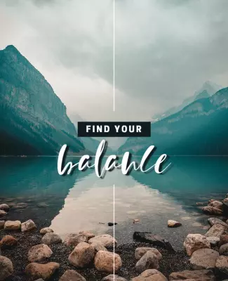 Serene Mountain Lake Retreat Self-Care Balance Poster Template