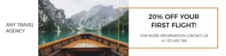 Serene Mountain Lake View with Travel Agency Discount Banner Template