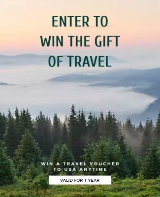 Serene Mountain Landscape Travel Voucher Giveaway Poster Template