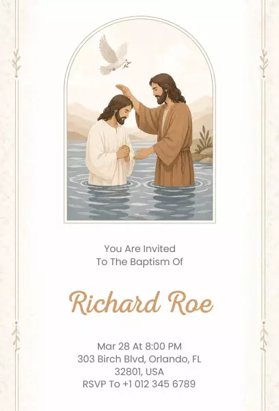 Serene Nature Themed Baptism Celebration Invitation Template