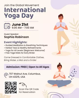 Serene Pastel International Yoga Day Wellness Event Poster Template